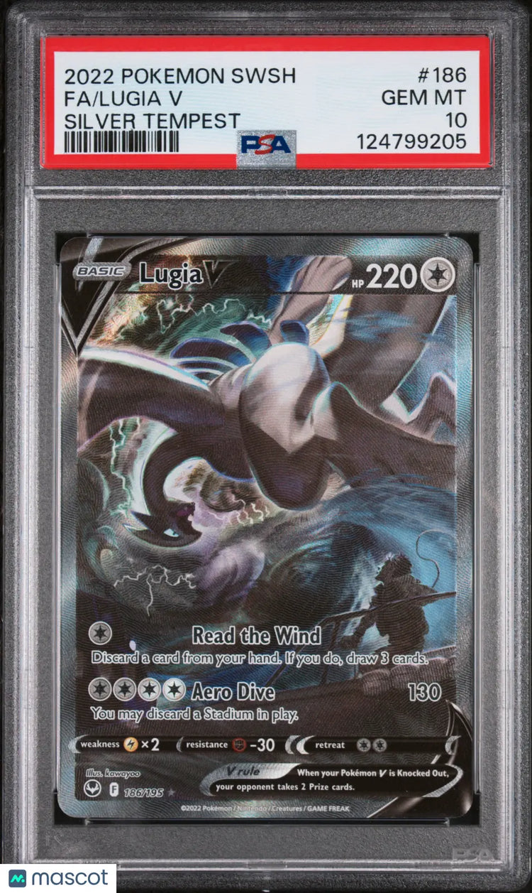 2022 Pokemon SWSH Silver Tempest Lugia V Full Art PSA 10 186/195