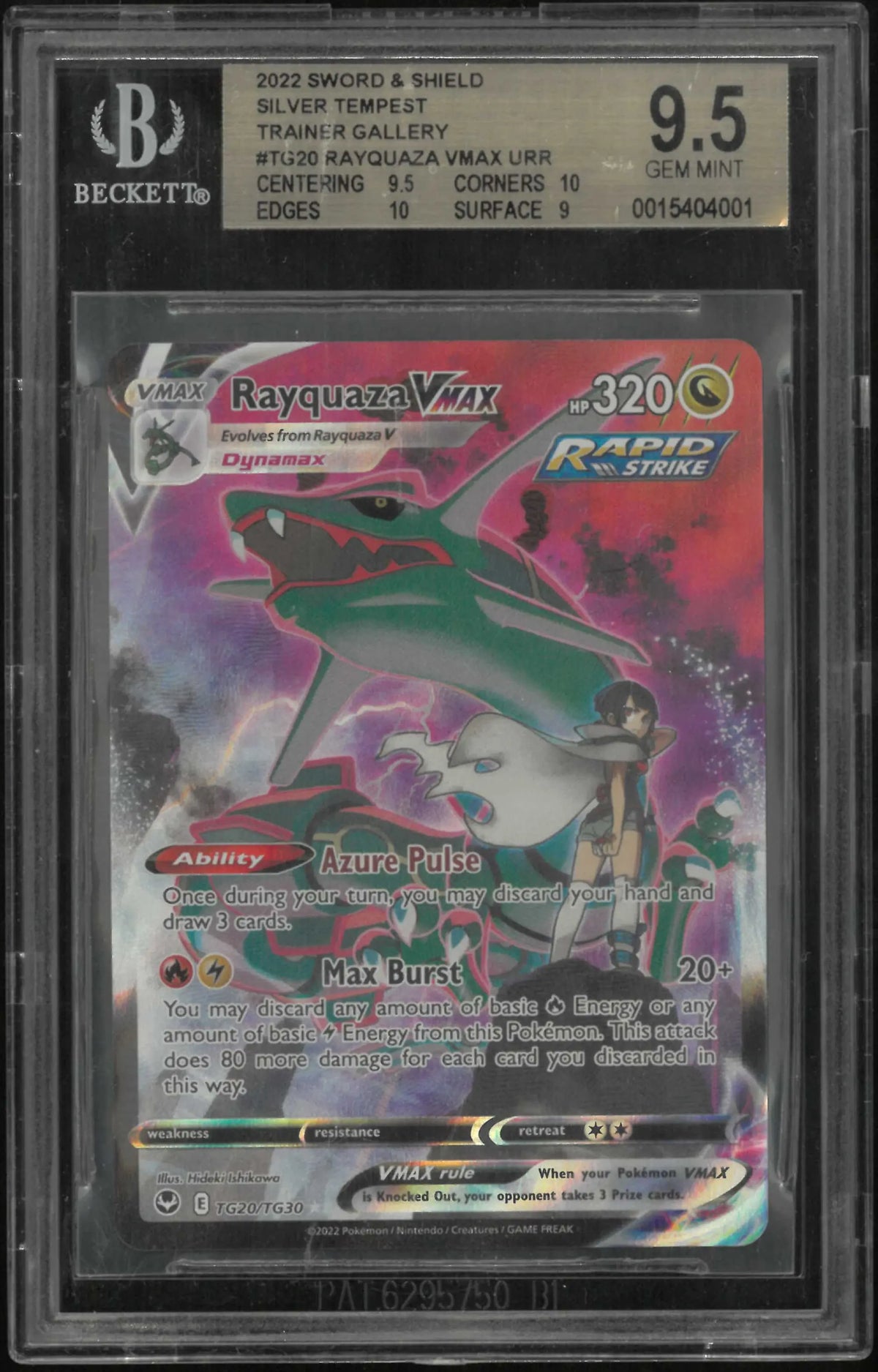 2022 Pokemon SWSH Silver Tempest Trainer Gallery TG20/TG30 Rayquaza VMAX BGS 9.5 