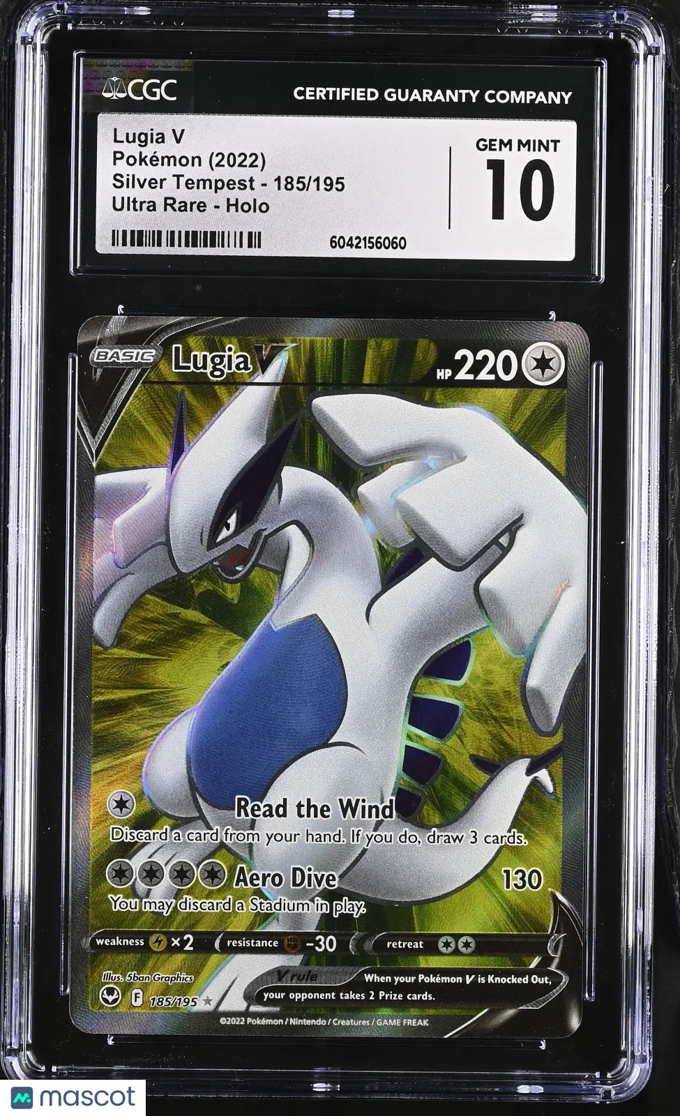 2022 Pokemon Silver Tempest Lugia V Holo Ultra Rare Ultra Rare CGC 10 #185/195 