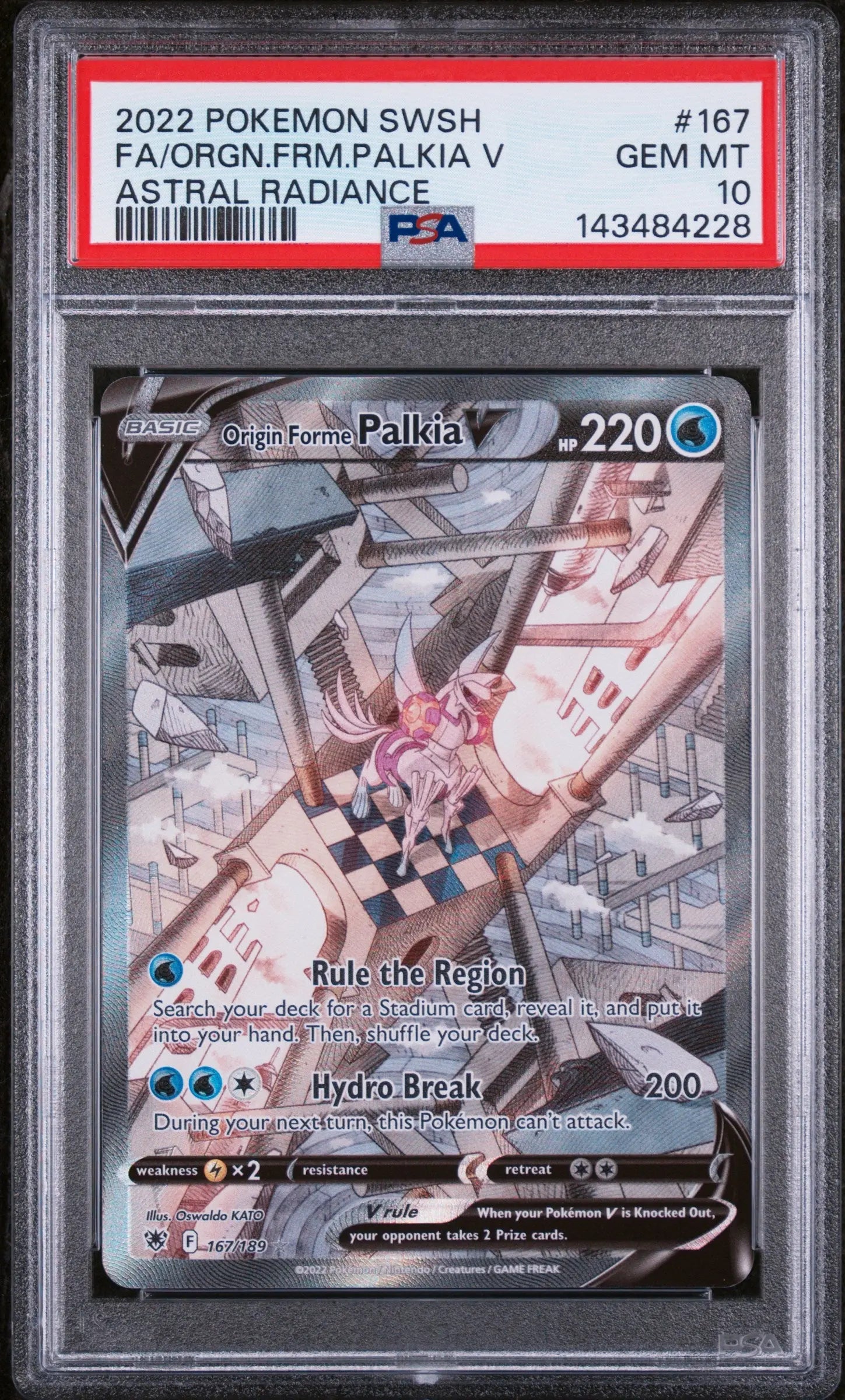 2022 Pokemon Sword & Shield Astral Radiance Orgn. FRM. Palkia V  167/189 PSA 10 