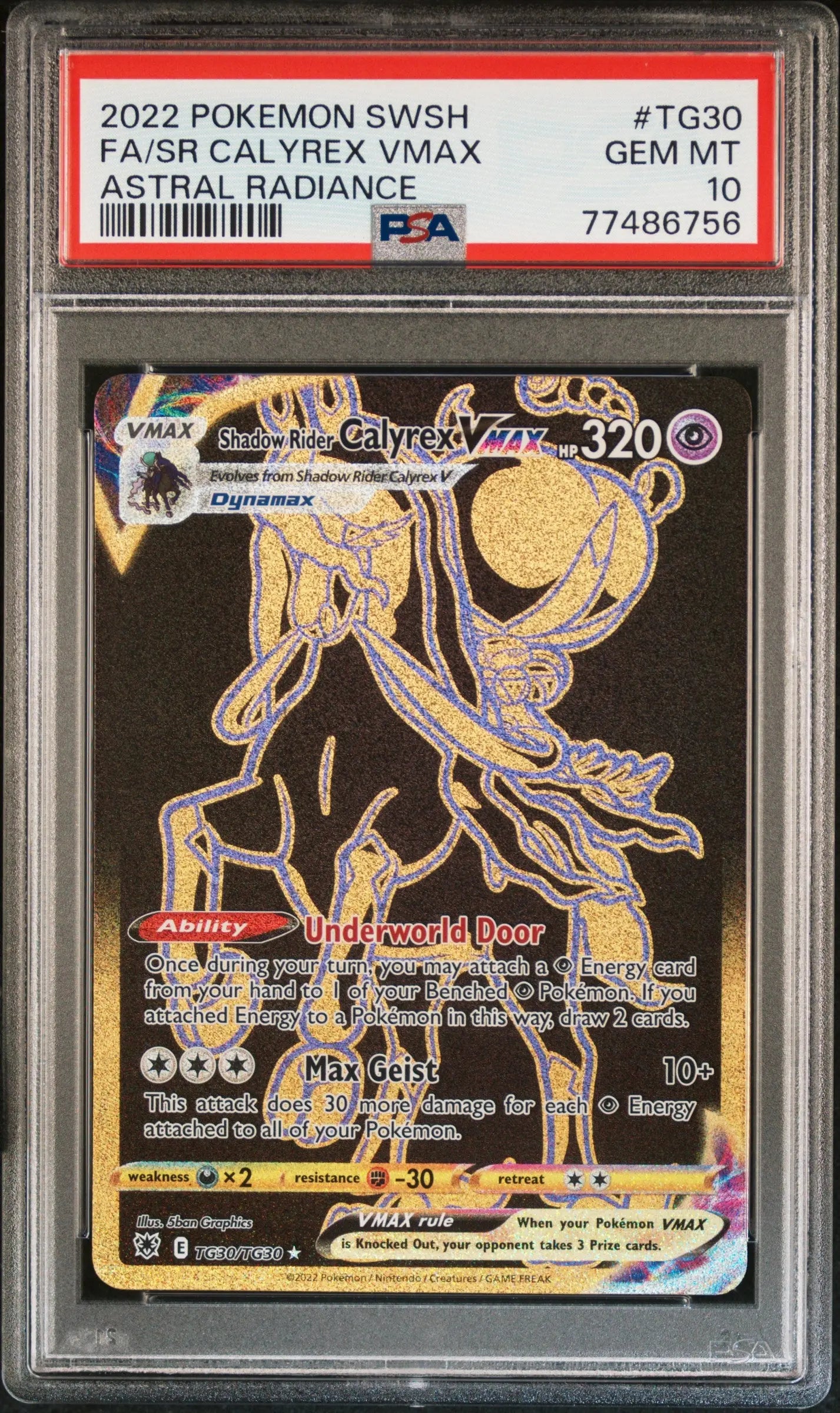 2022 Pokemon Sword & Shield Astral Radiance #TG30 Fa Sr Calyrex Vmax PSA 10 