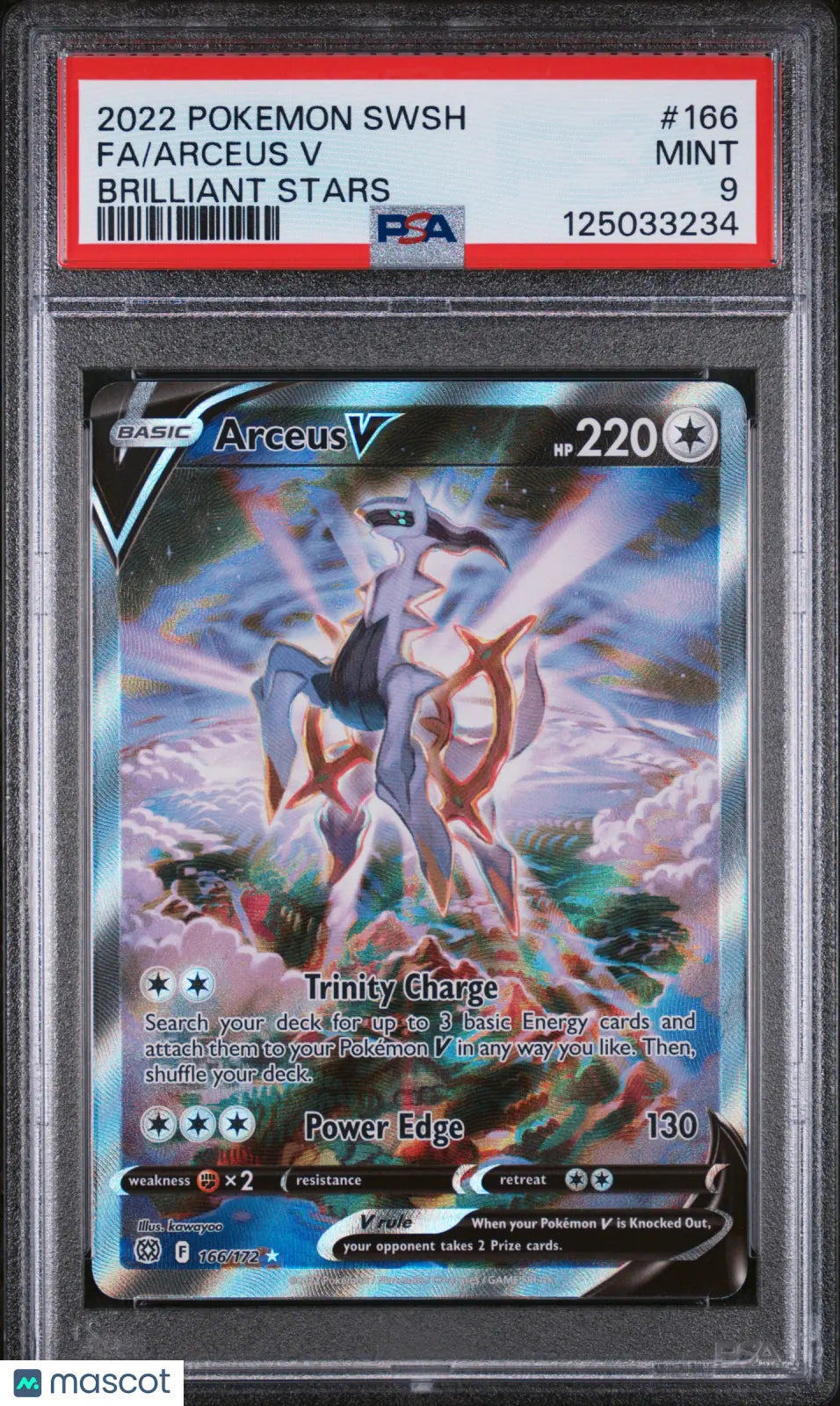 2022 Pokemon Sword & Shield Brilliant Stars Arceus V Full Art PSA 9 166/172 