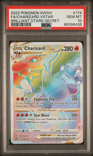 2022 Pokemon Sword & Shield Brilliant Stars Charizard Vstar 174/172 PSA 10 