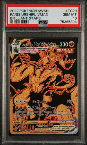 2022 Pokemon Sword & Shield Brilliant Stars TG29/TG30 Urshifu Vmax PSA 10 