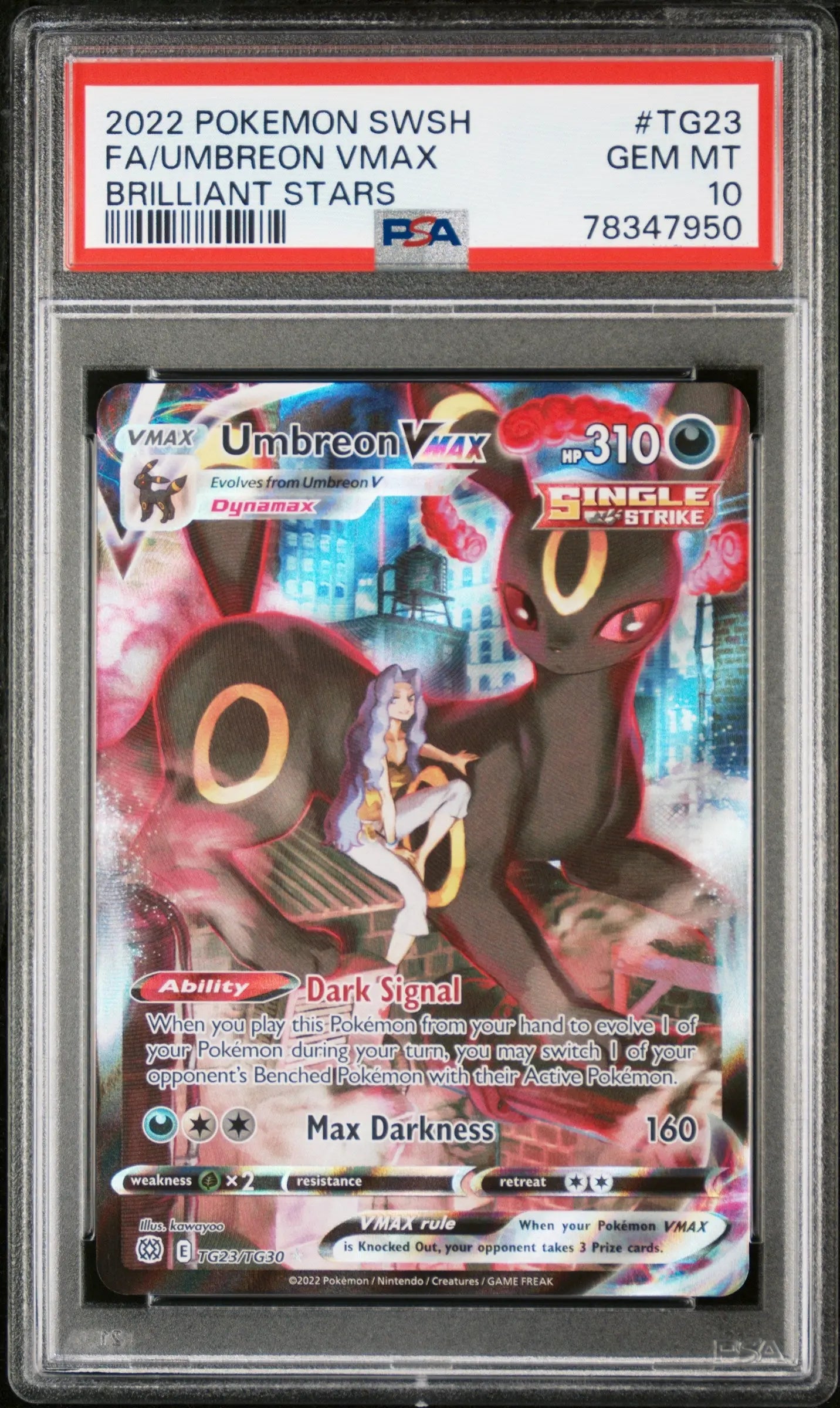 2022 Pokemon Sword & Shield Brilliant Stars Umbreon VMAX FA TG23/TG30 PSA 10 