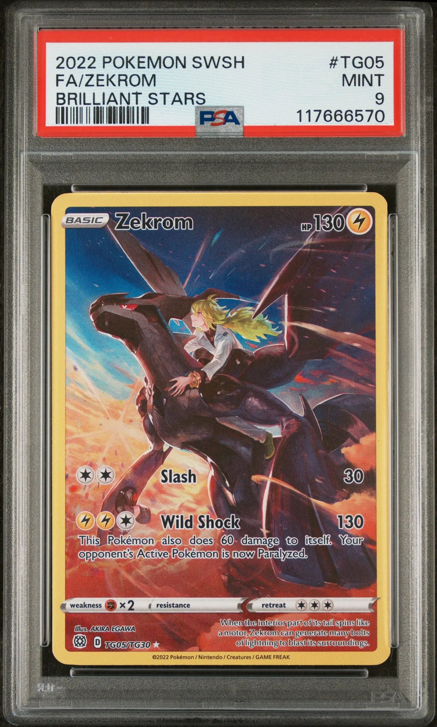 2022 Pokemon Sword & Shield Brilliant Stars Zekrom TG05/TG30 PSA 9 