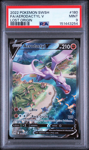 2022 Pokemon Sword & Shield Lost Origin Aerodactyl V FA 180/196 PSA 9 