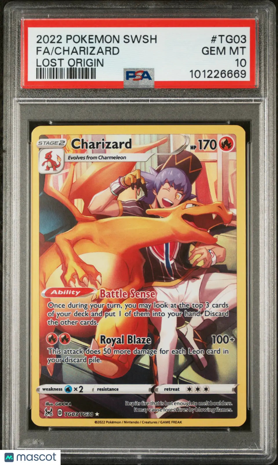 2022 Pokemon Sword & Shield Lost Origin Charizard #TG03 Fa PSA 10 