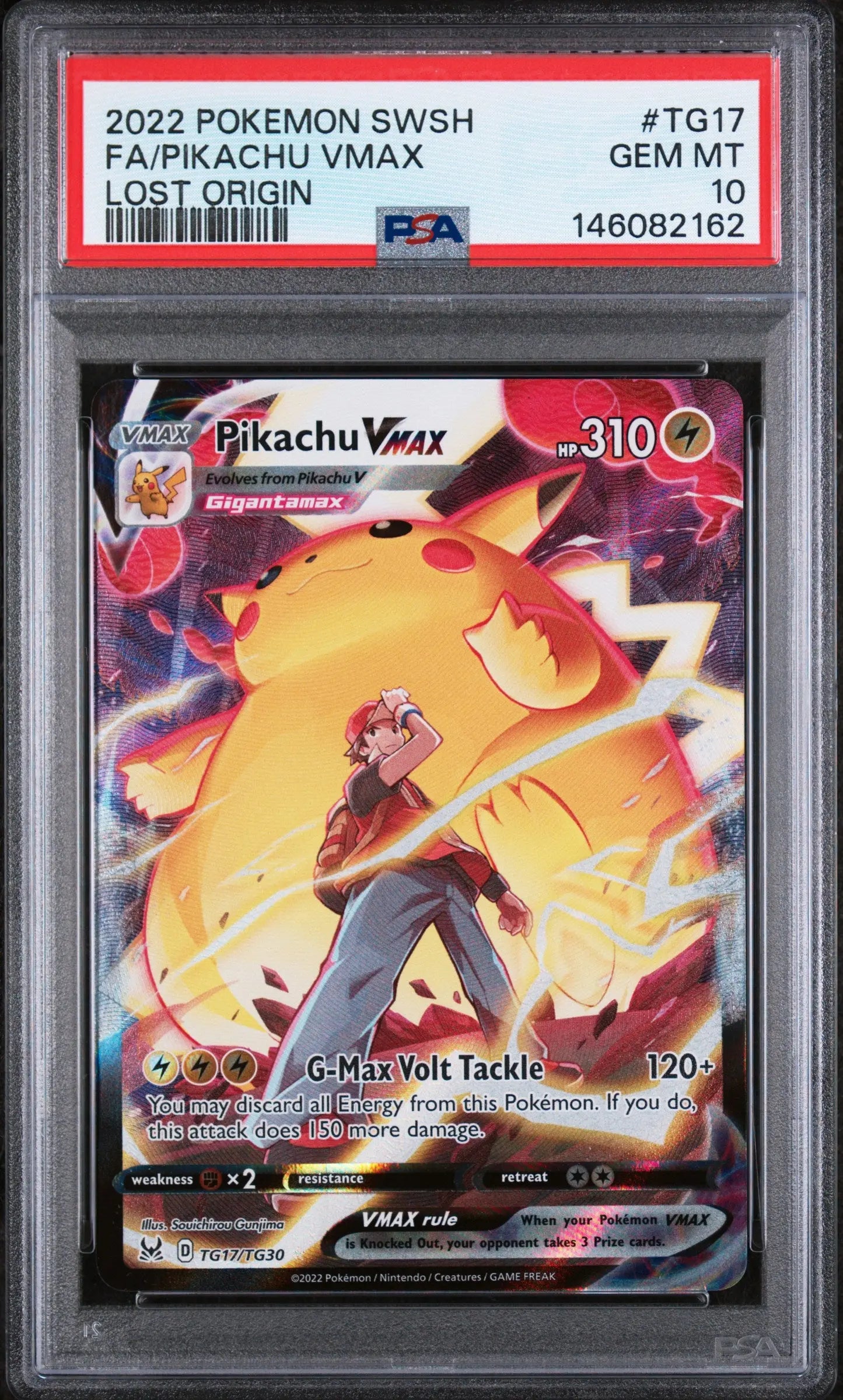 2022 Pokemon Sword & Shield Lost Origin Pikachu VMAX Full Art PSA 10 #TG17 
