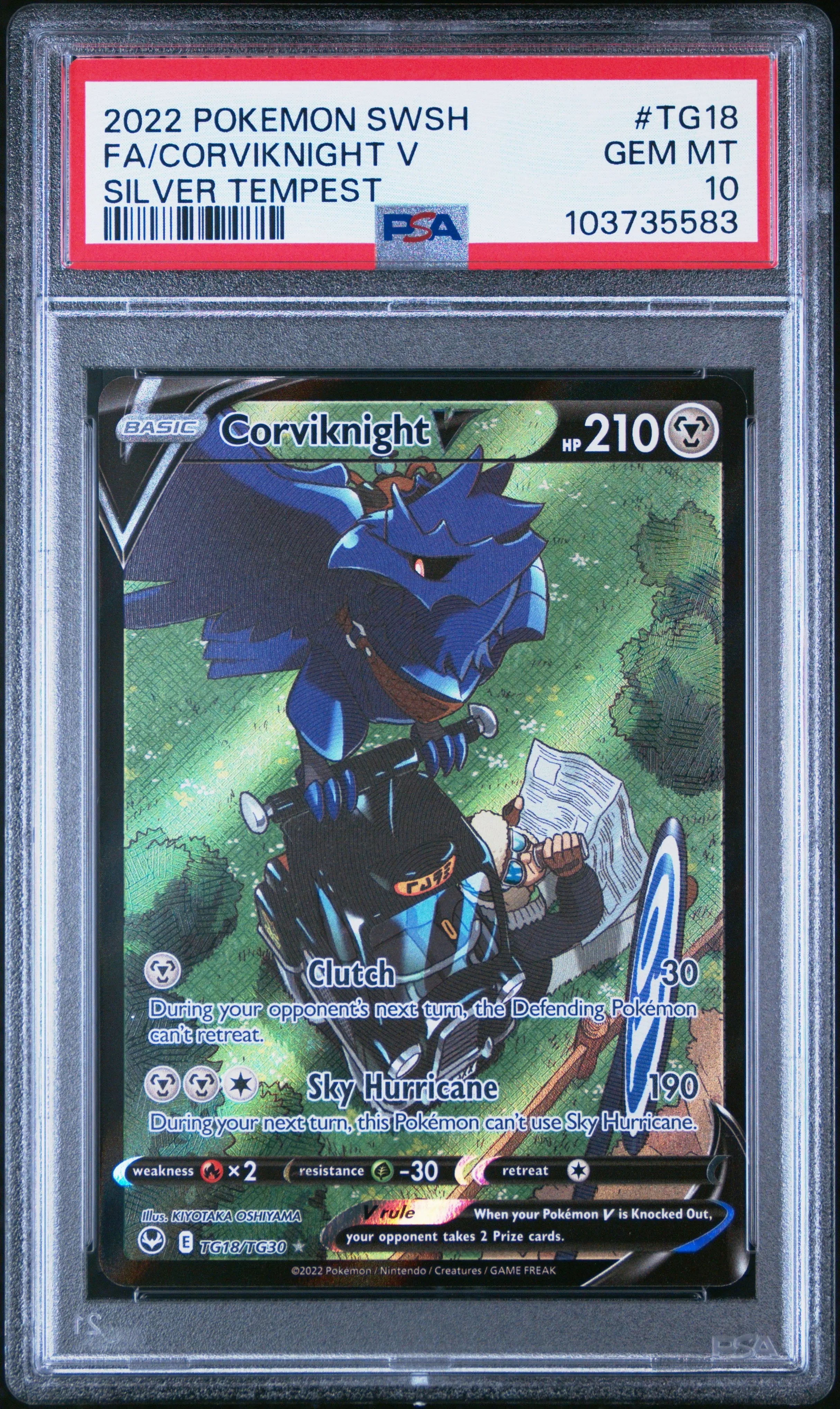 2022 Pokemon Sword & Shield Silver Tempest Corviknight V TG18/TG30 PSA 10 