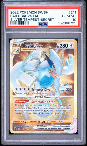 2022 Pokemon Sword & Shield Silver Tempest Lugia VSTAR Secret FA 211/195 PSA 10 