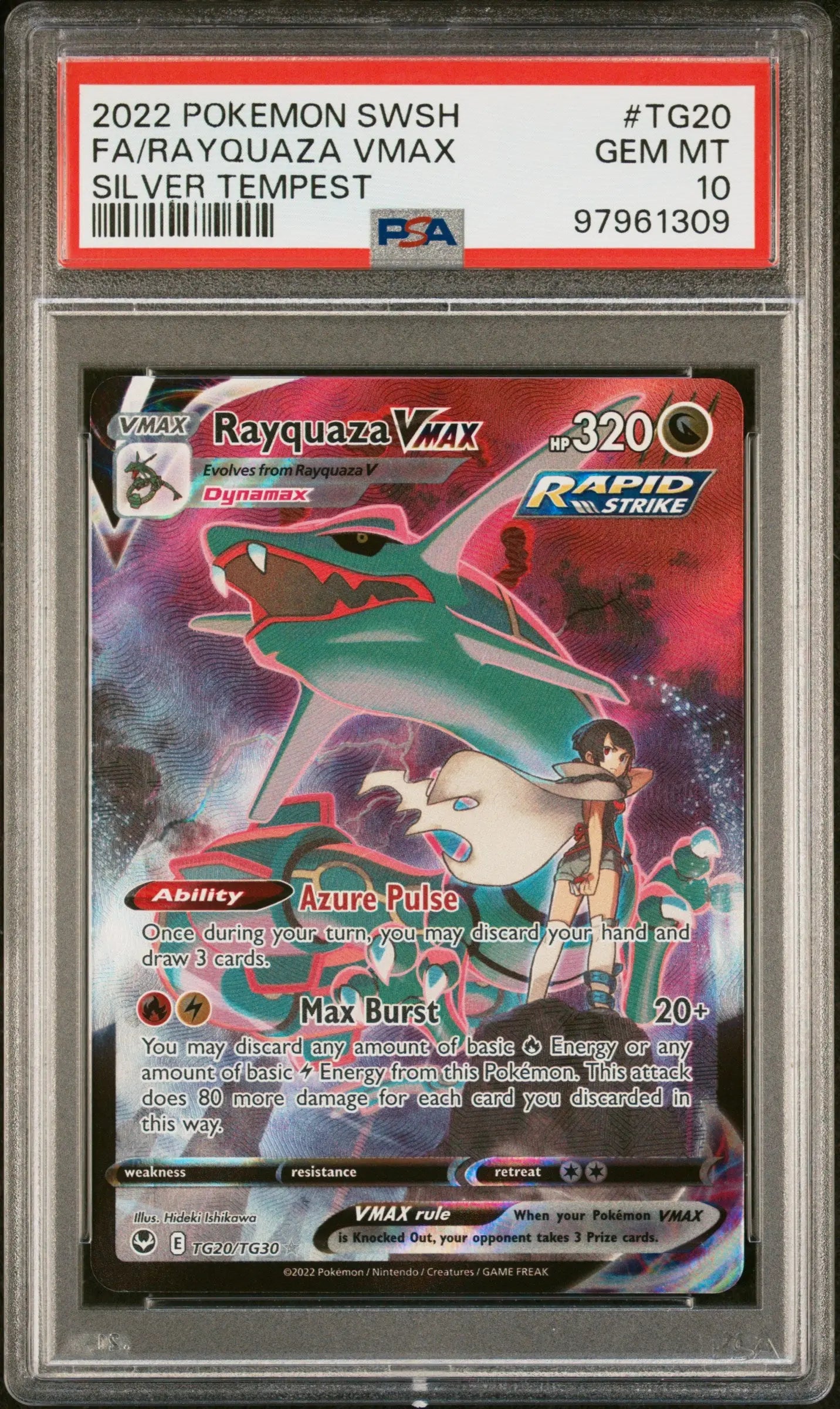 2022 Pokemon Sword & Shield Silver Tempest Rayquaza VMAX TG20/TG30 PSA 10 