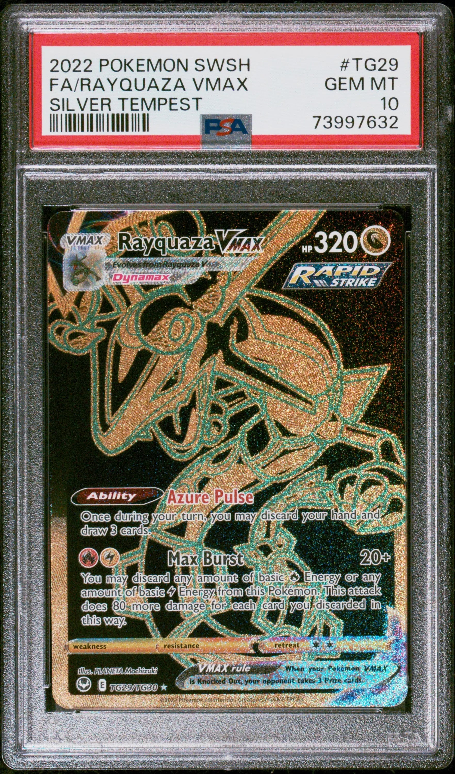 2022 Pokemon Sword & Shield Silver Tempest #TG29 Fa Rayquaza Vmax PSA 10 