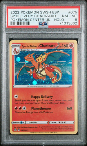 2022 Pokemon Swsh Promo SP. Delivery Charizard SWSH075 Pokemon Center Uk PSA 8 