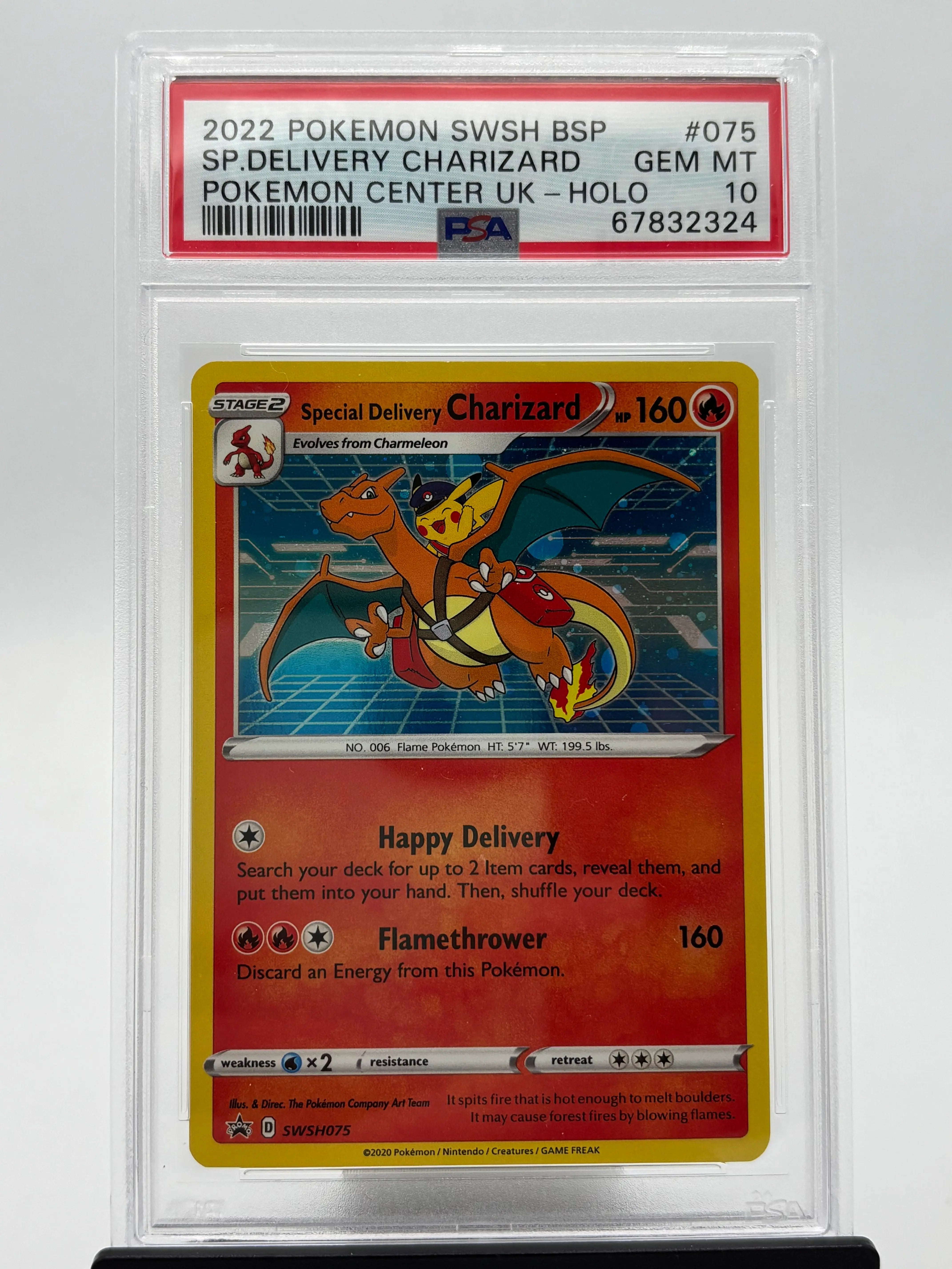 2022 Pokemon Swsh Promo Special Delivery Charizard Pokemon Center 075 PSA 10 