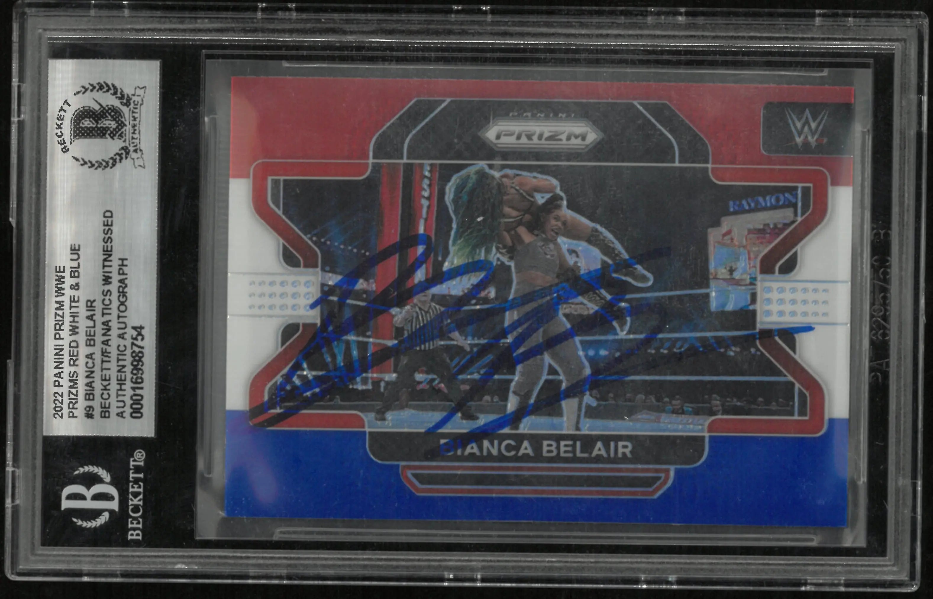 2022 Prizm WWE Bianca Belair Red White Blue In Person Auto BGS Authentic 