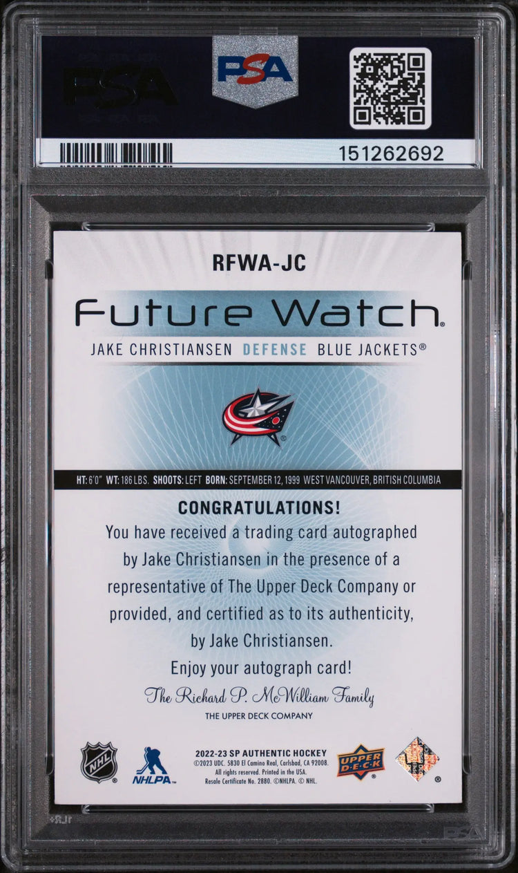 2022 SP Authentic 2012-2013 Retro Autograph Future Watch Jake Christiansen #RFWAJC 135/699 PSA 10 
