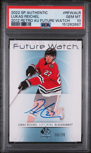 2022 SP Authentic 2012-2013 Retro Autograph Future Watch Lukas Reichel #RFWALR 059/199 PSA 10 