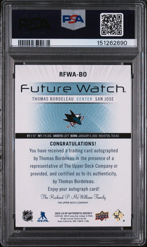 2022 SP Authentic 2012-2013 Retro Autograph Future Watch Thomas Bordeleau #RFWABO 321/699 PSA 10 