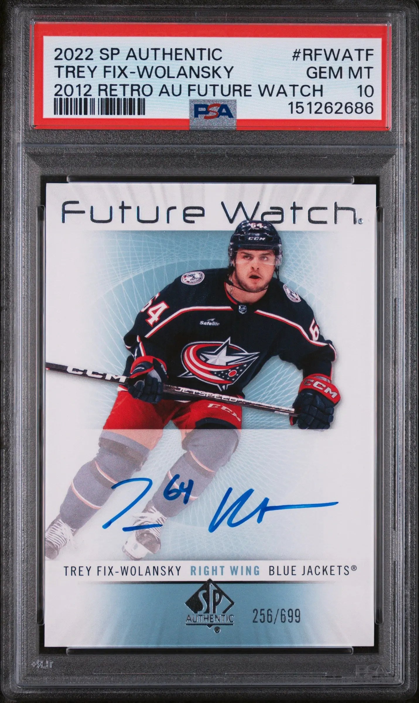 2022 SP Authentic 2012-2013 Retro Autograph Future Watch Trey Fix-Wolansky #RFWATF 256/699 PSA 10 
