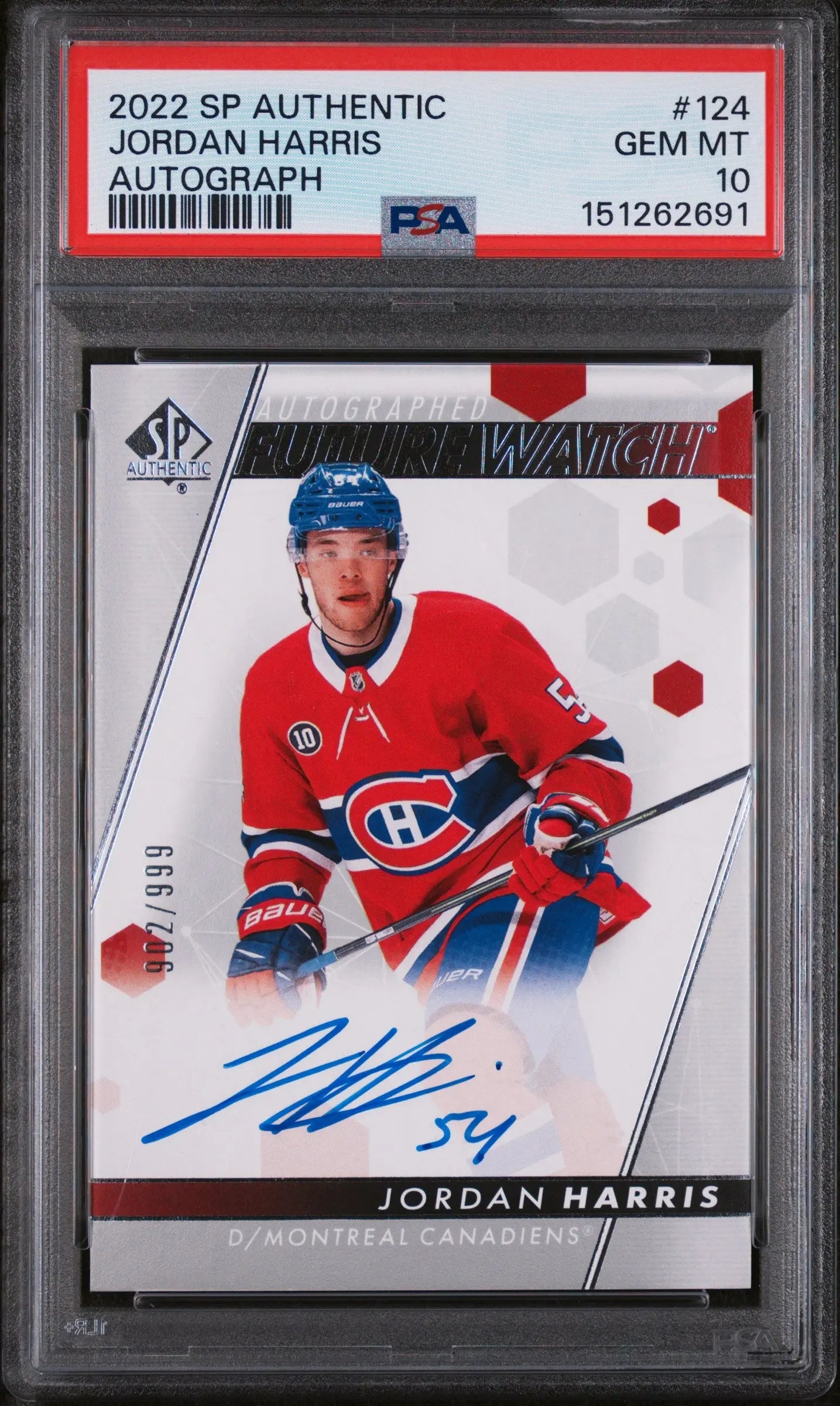 2022 SP Authentic Jordan Harris #124 Autograph 902/999 PSA 10 