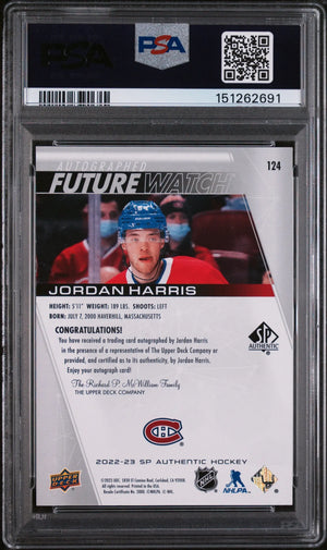 2022 SP Authentic Jordan Harris #124 Autograph 902/999 PSA 10 