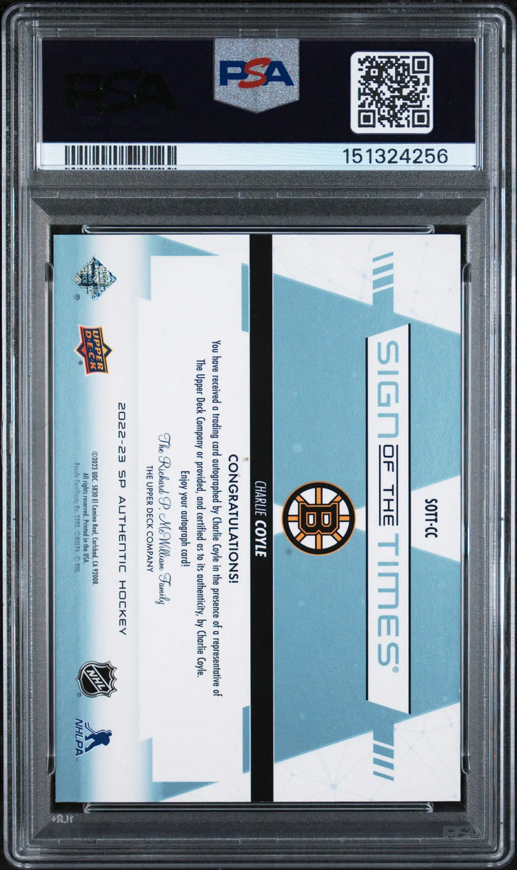 2022 SP Authentic Sign Of The Times Autograph Charlie Coyle Auto Black /99 PSA 8 