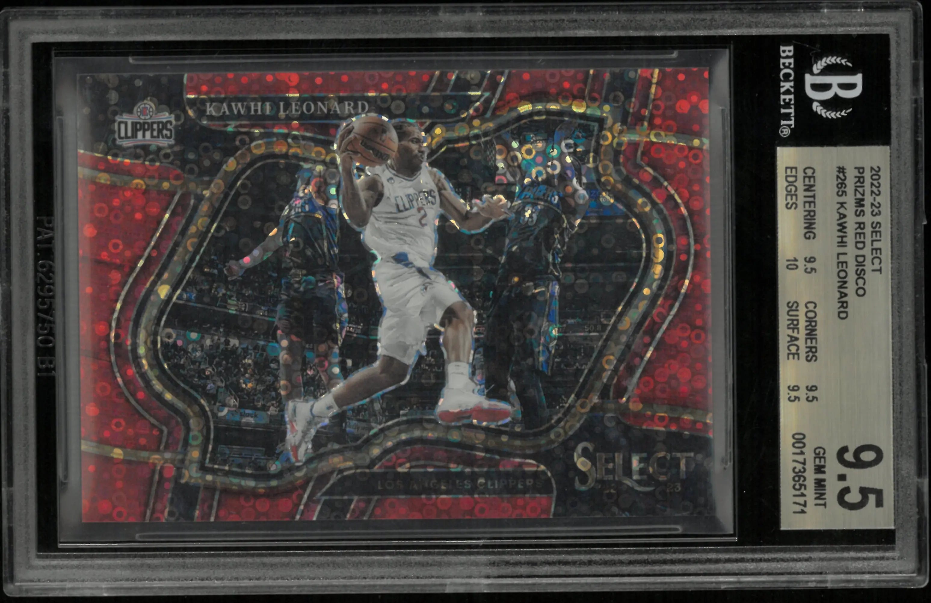 2022 Select Prizms Red Disco Kawhi Leonard #265 BGS 9.5 /49 