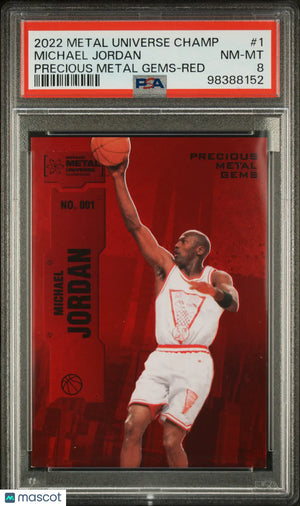 2022 Skybox Metal Universe Champions Michael Jordan Precious Gems Red PSA 8 /100 