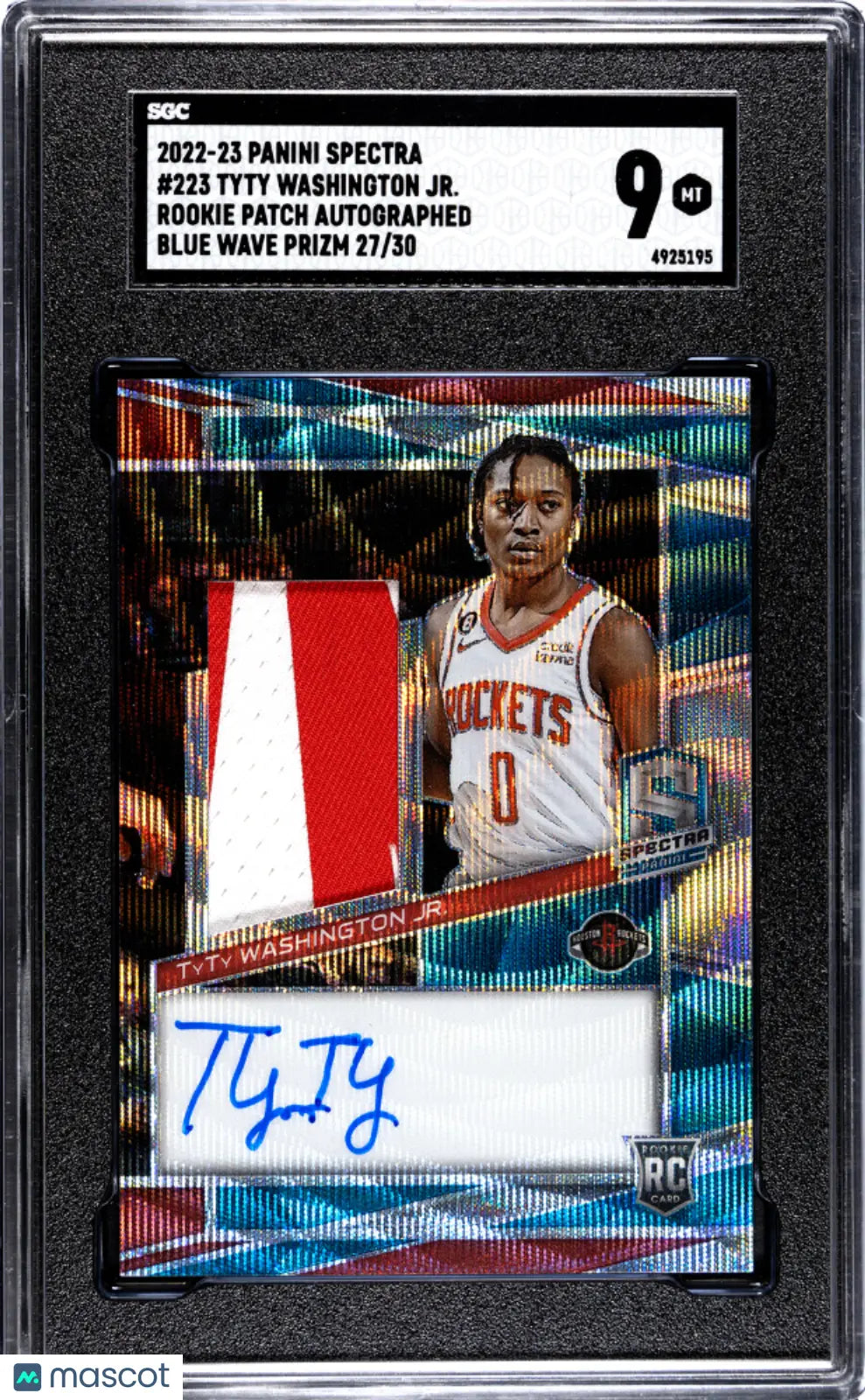 2022 Spectra Tyty Washington JR. Rookie Patch Auto Blue Wave Prizm SGC 9 /30 