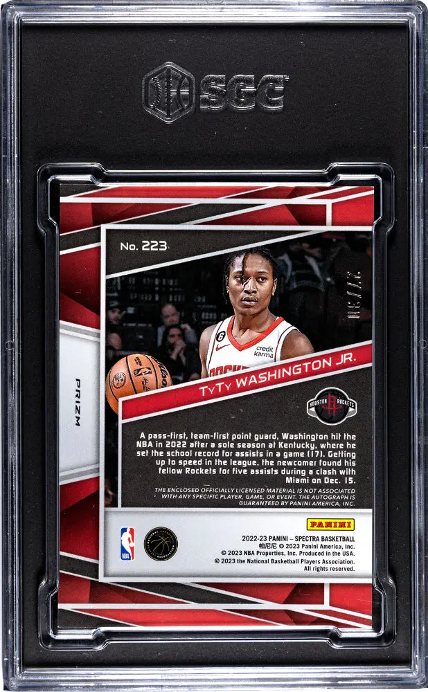 2022 Spectra Tyty Washington JR. Rookie Patch Auto Blue Wave Prizm SGC 9 /30 