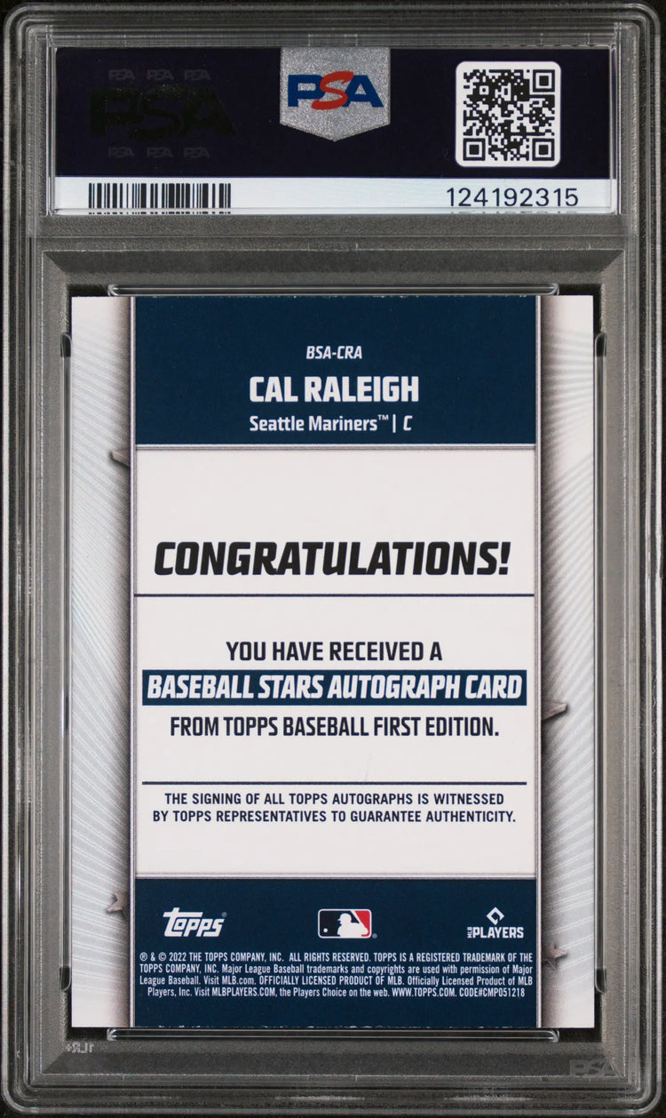2022 Topps 1st Edition Baseball Stars Autographs Cal Raleigh #BSACRA 49/50 PSA 8 