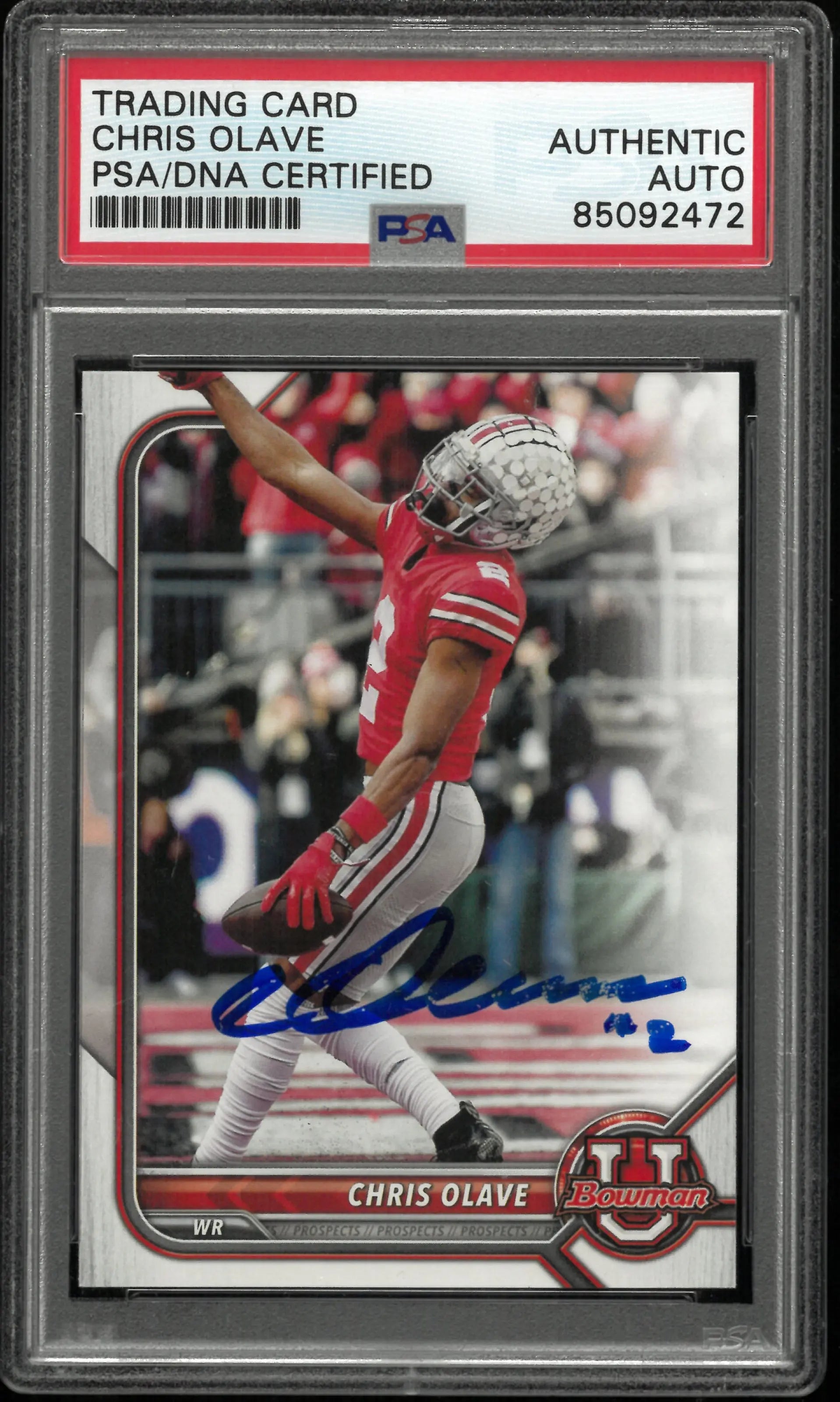 2022 Topps Bowman University Autograph Chris Olave Auto PSA Authentic Auto 
