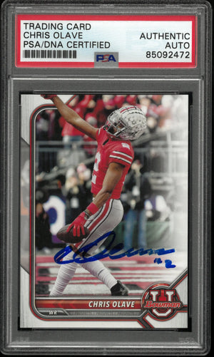 2022 Topps Bowman University Autograph Chris Olave Auto PSA Authentic Auto 