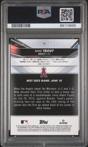2022 Topps Bowman's Best Mike Trout  Gold Refractor /150 PSA 10 