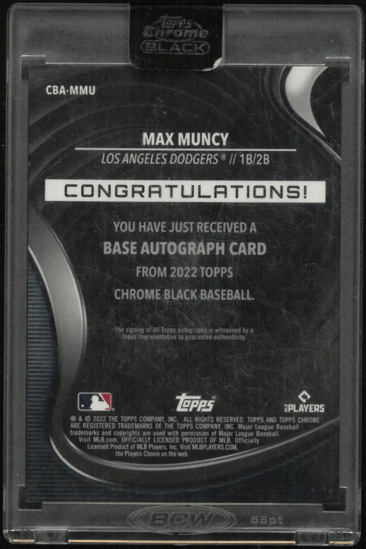 2022 Topps Chrome Black Autograph Max Muncy Auto 
