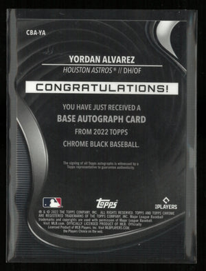 2022 Topps Chrome Black Base Autograph Yordan Alvarez Autograph Gold /50 