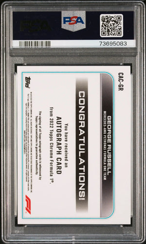2022 Topps Chrome Formula 1 F1 Chrome Auto George Russell #CACGR PSA 10 Auto 10 