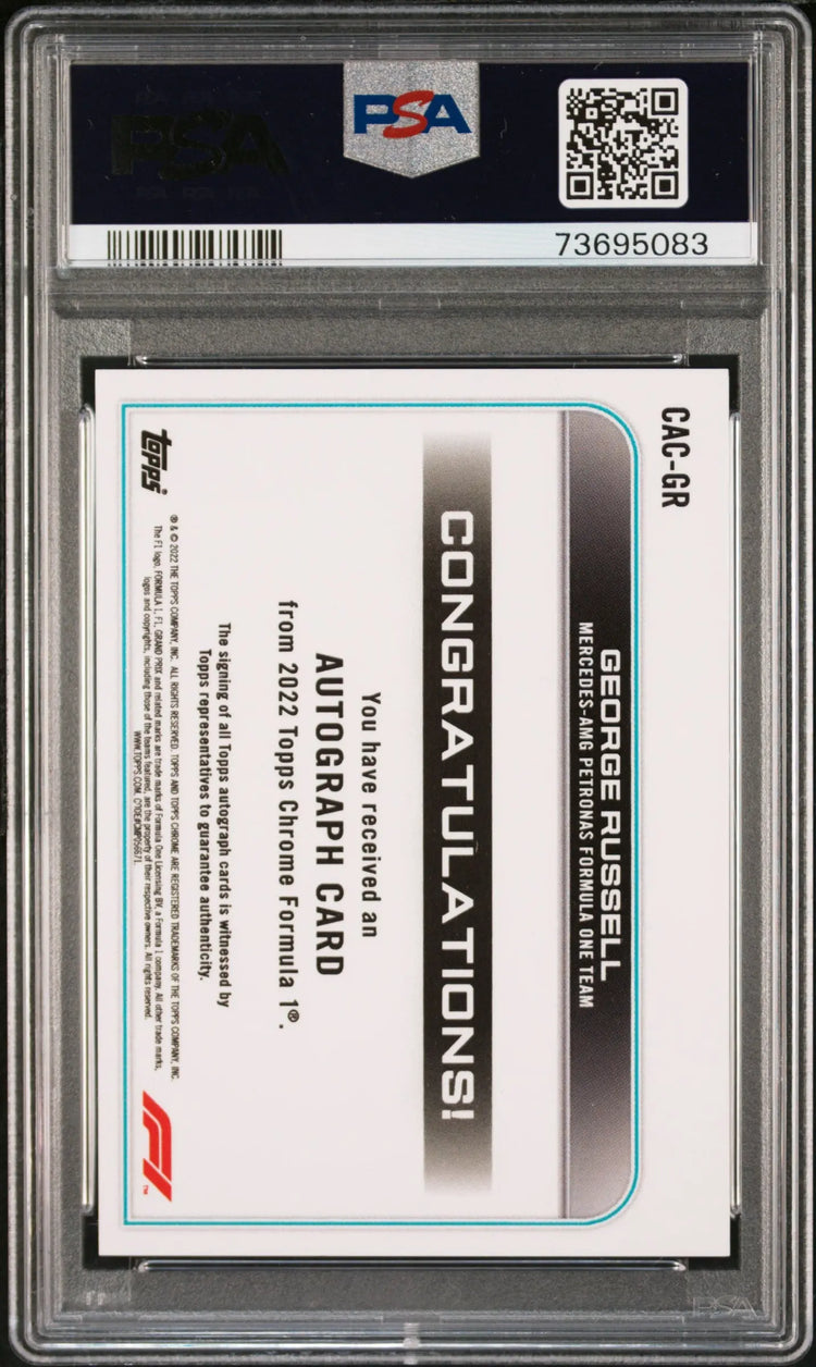 2022 Topps Chrome Formula 1 F1 Chrome Auto George Russell #CACGR PSA 10 Auto 10 