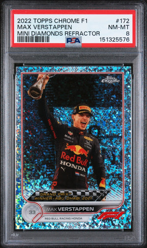 2022 Topps Chrome Formula 1 Max Verstappen Mini Diamonds Refractor /299 PSA 8 