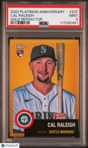 2022 Topps Chrome Platinum Cal Raleigh RC Rookie Gold Refractor PSA 9 /50 