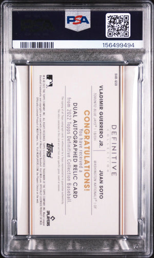2022 Topps Definitive Dual Autographed Patch V.Guerrero JR/J.Soto Auto /15 PSA 7 