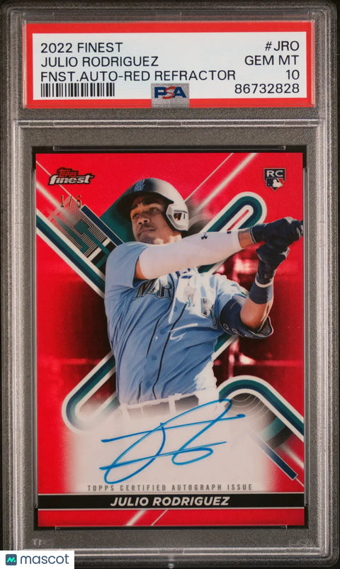 2022 Topps Finest Autographs Auto Julio Rodriguez RC Red Refractor 1/5