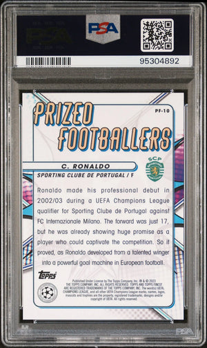 2022 Topps Finest UCC Prized Footballers Rose Gold Cristiano Ronaldo /75 PSA 10 