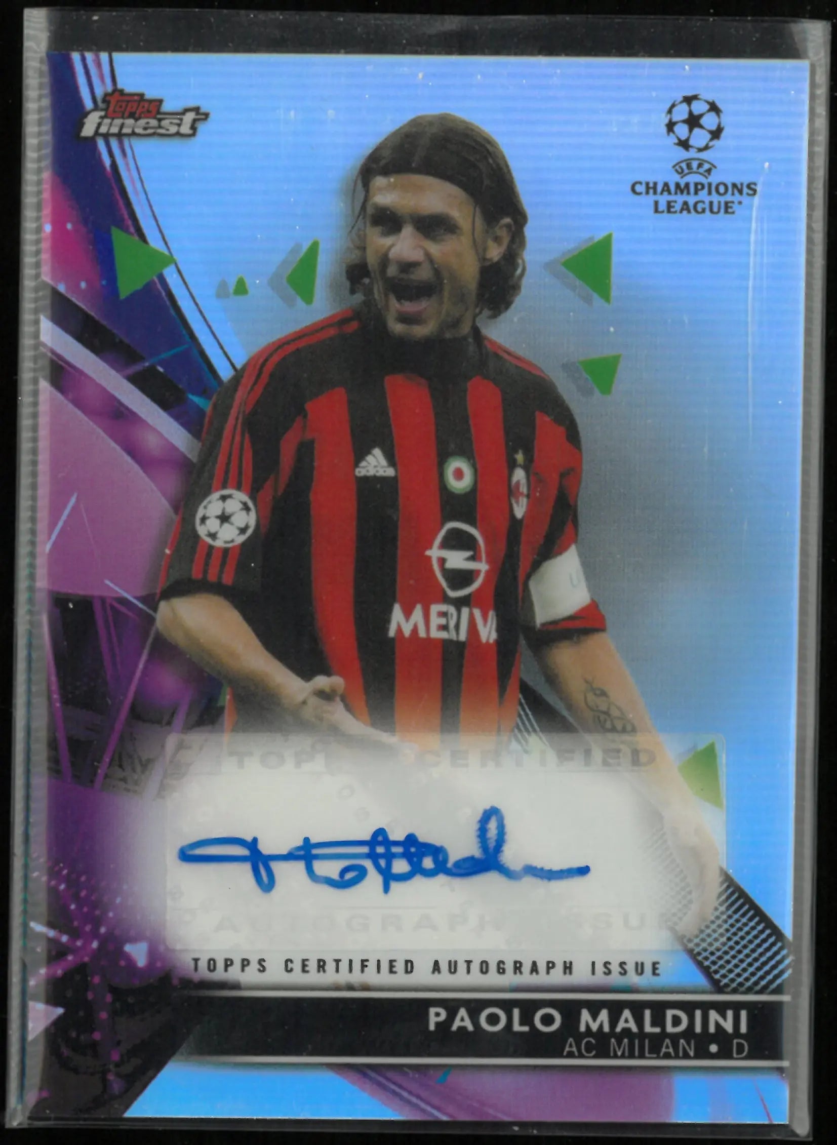 2022 Topps Finest UEFA CL Paolo Maldini Autograph Auto Purple /200 