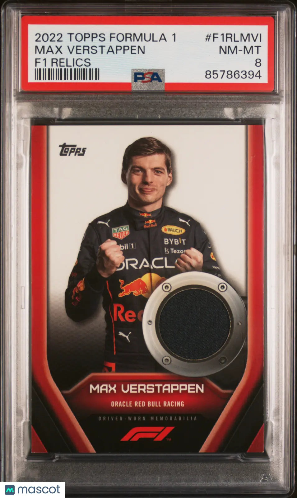 2022 Topps Formula 1 F1 Relics Max Verstappen PSA 8 