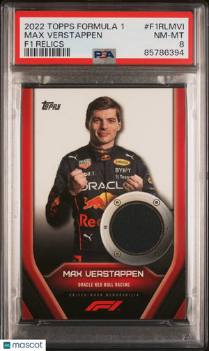 2022 Topps Formula 1 F1 Relics Max Verstappen PSA 8 