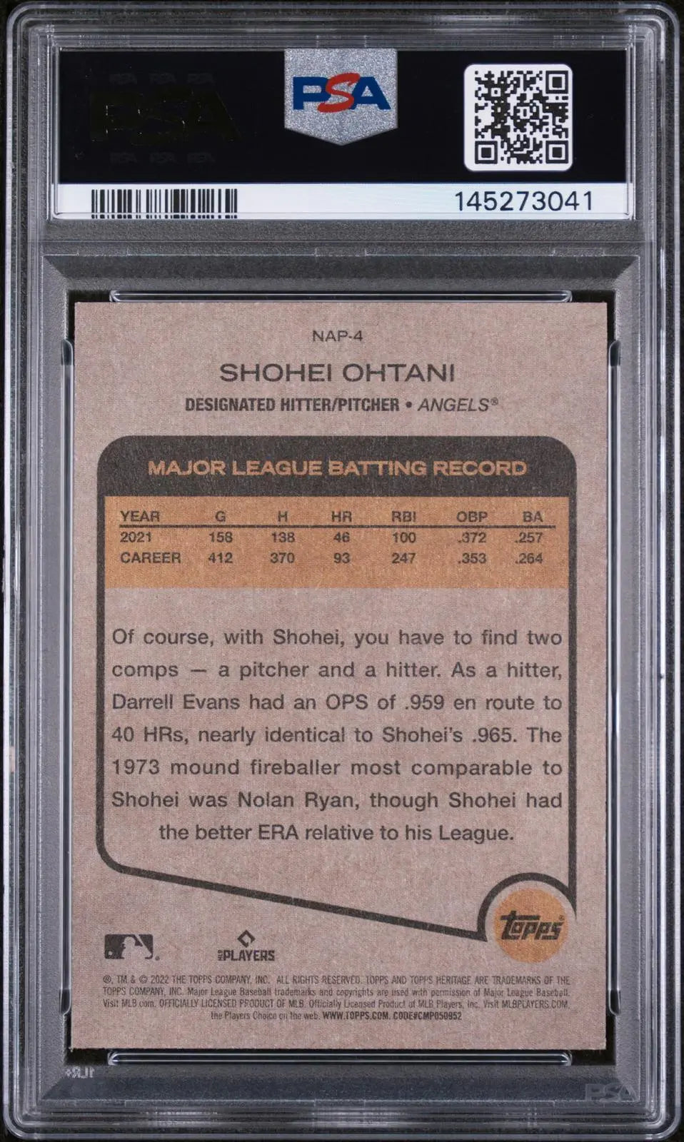 2022 Topps Heritage New Age Performers Shohei Ohtani  PSA 10 