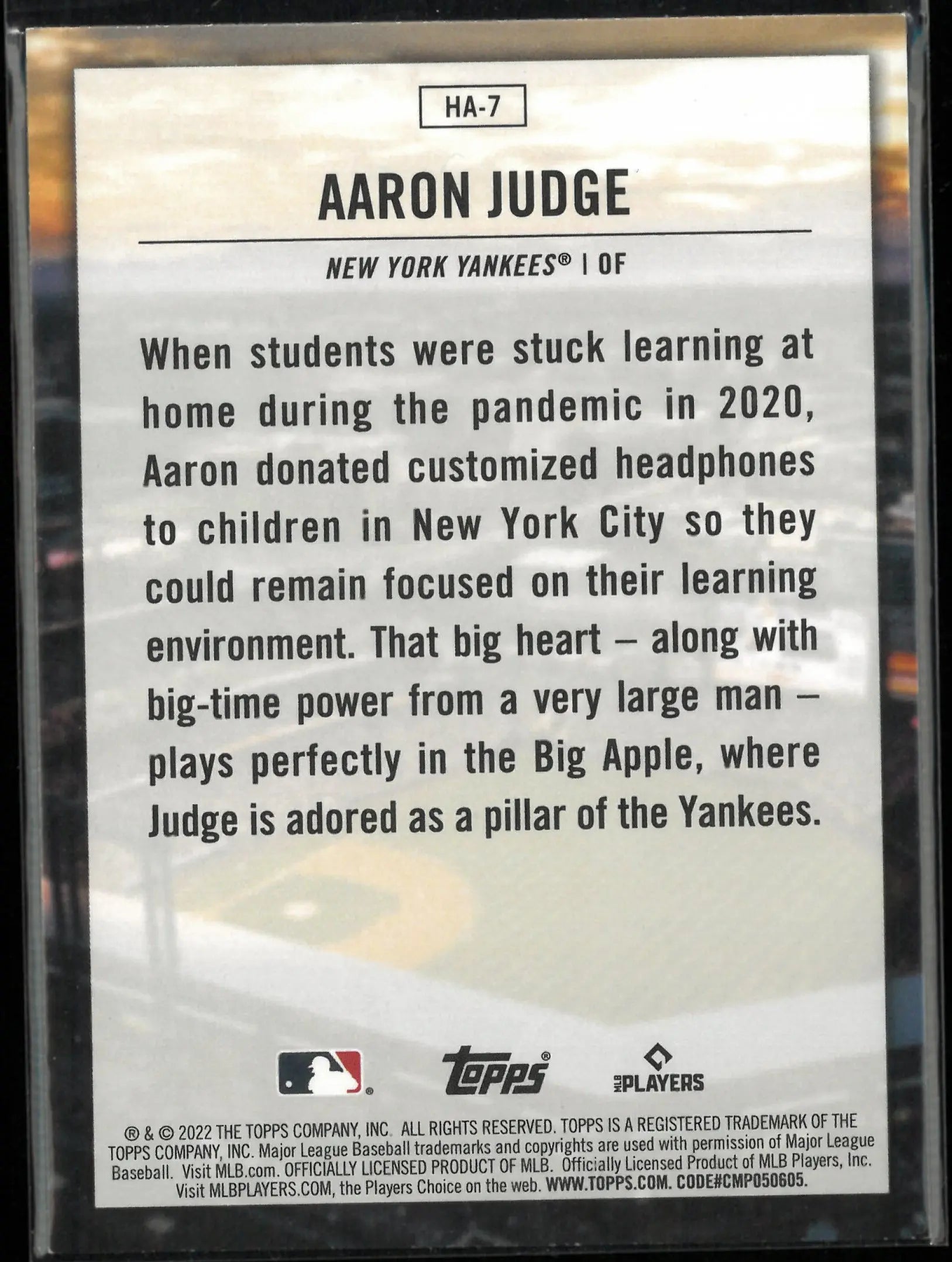 2022 Topps Home Field Advantage Aaron Judge 