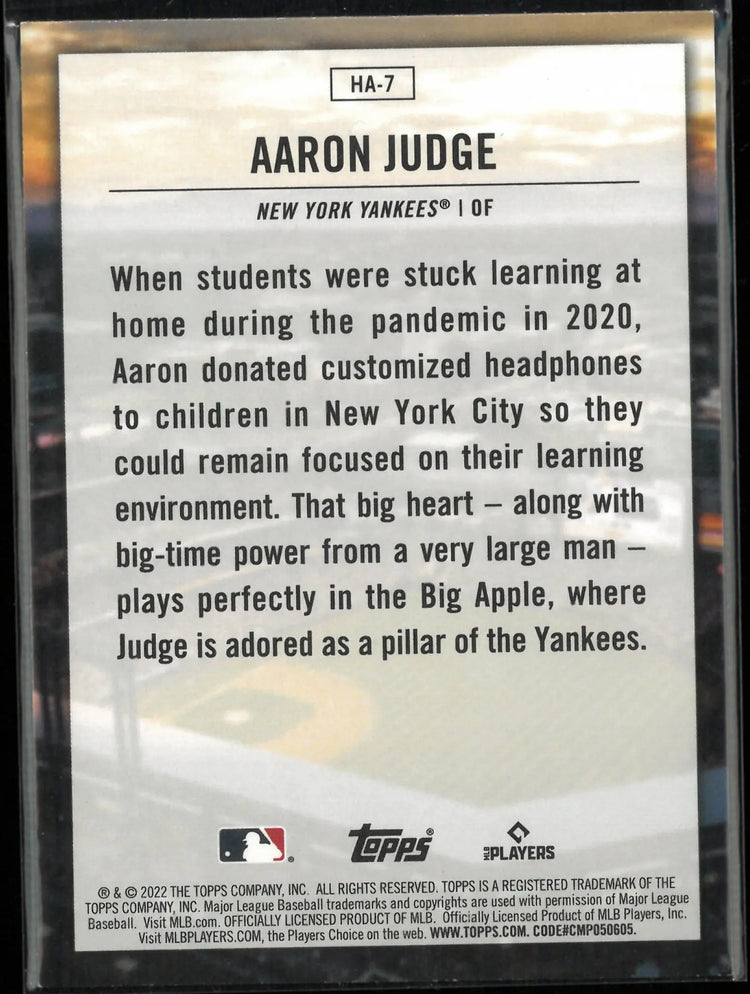 2022 Topps Home Field Advantage Aaron Judge 
